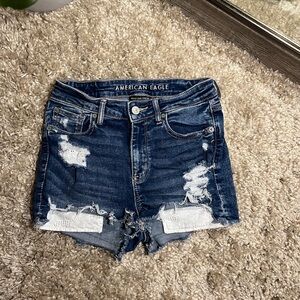 Size 2 American Eagle Dark Jean Shorts with Lace Pockets